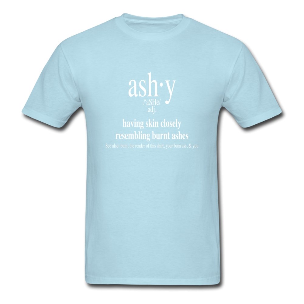Men's T-Shirt Ashy Definition (white) - Unisex's T-Shirt - Neter Gold - powder blue / S - NTRGLD