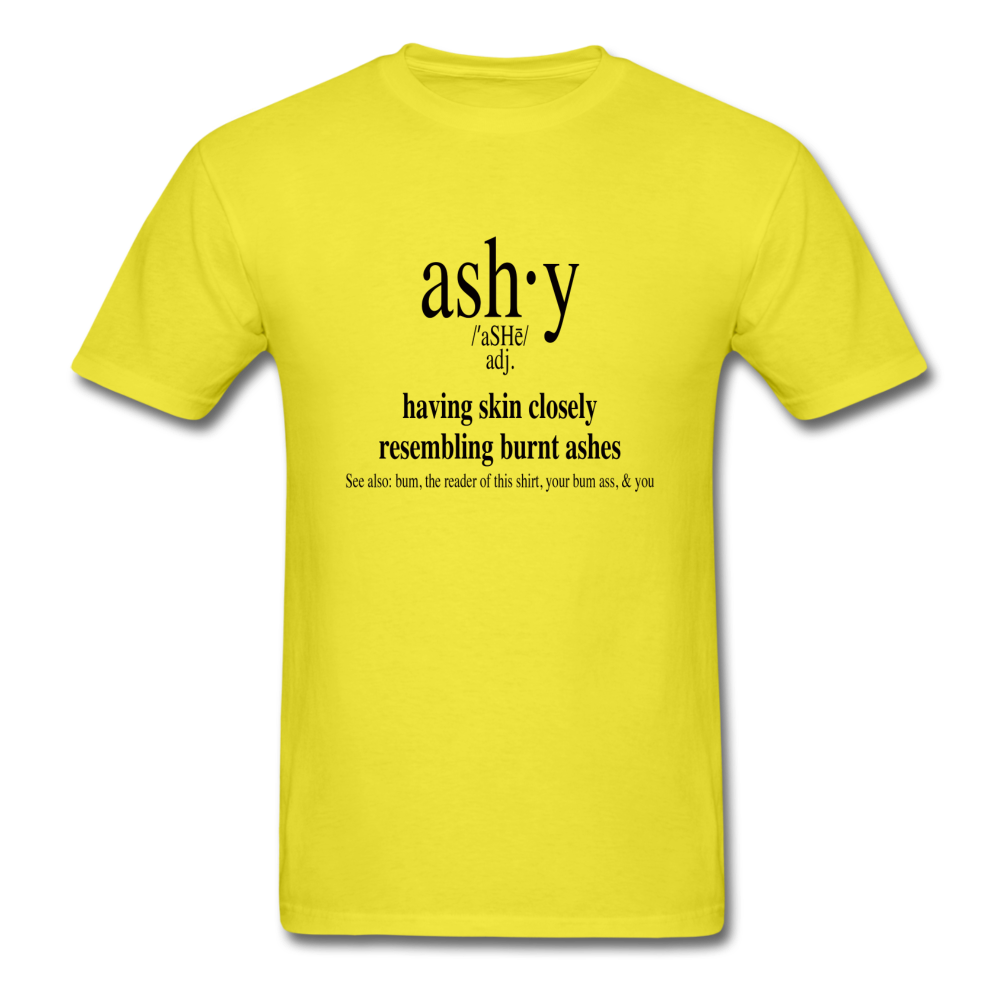 Men's T-Shirt Ashy Definition (black) - Unisex T-Shirt - Neter Gold - yellow / S - NTRGLD