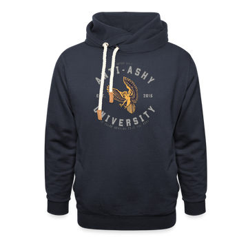 ANTI-ASHY UNIVERSITY (Gray) - Shawl Collar Hoodie - navy