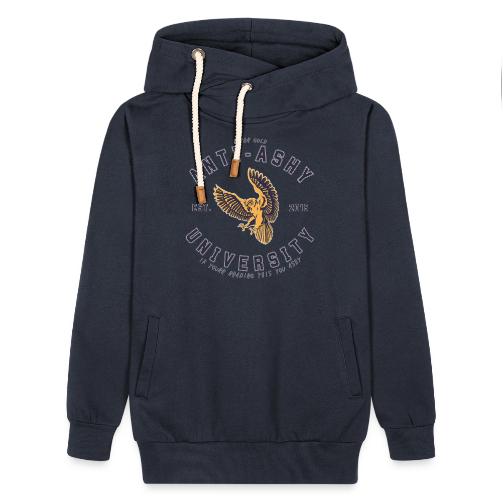 ANTI-ASHY UNIVERSITY (Blue) - Shawl Collar Hoodie - navy