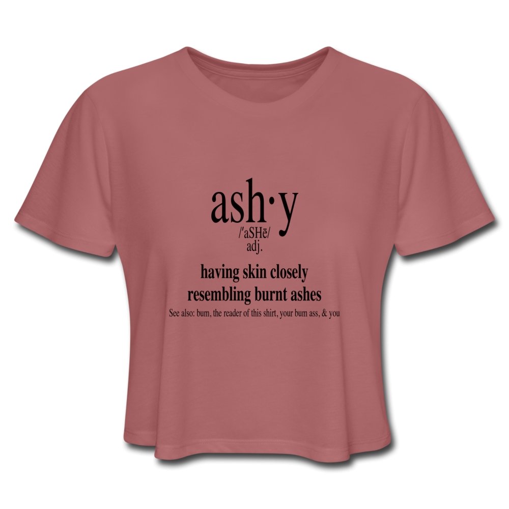 Ashy Definition (black) - Women's Cropped T-Shirt – Neter Gold